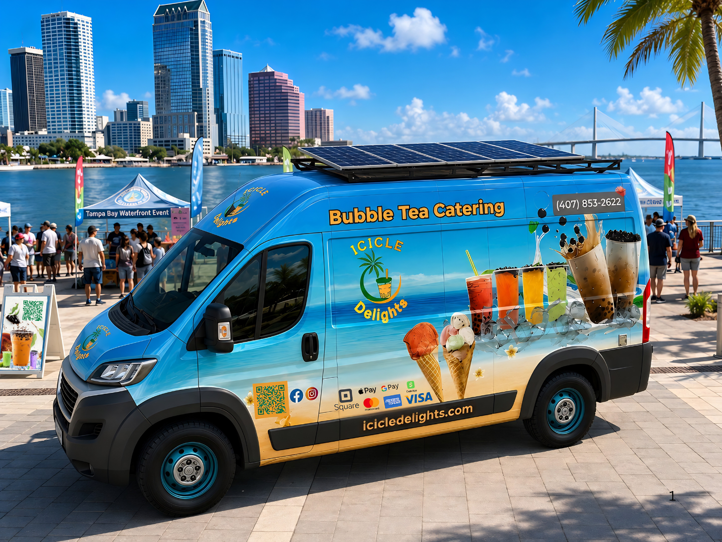 Icicle Delights boba catering van